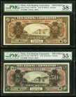 China Asia Banking Corporation 20; 50 Dollars 1918 Pick S114s5 S/M#Y35; S115s3 S/M#Y35-4e Two Specimens PMG Choice About Unc 58 EPQ; About Uncirculate...