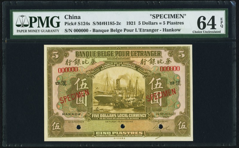 China Banque Belge Pour l'Etranger, Hankow 5 Dollars = 5 Piastres 1.7.1921 Pick ...