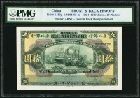 China Banque Belge Pour l'Etranger, Shanghai 10 Dollars = 10 Piastres 1.7.1921 Pick S137p Front & Back Proof Designs Joined PMG Encapsulated. An inter...