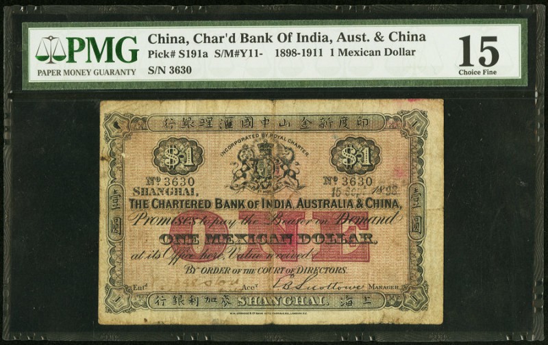 China Chartered Bank of India, Australia & China, Shanghai 1 Mexican Dollar 15.9...
