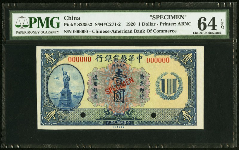 China Chinese American Bank of Commerce 1 Dollar 15.7.1920 Pick S235s2 S/M#C271-...