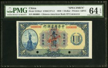 China Chinese American Bank of Commerce 1 Dollar 15.7.1920 Pick S235s2 S/M#C271-2 Specimen PMG Choice Uncirculated 64 EPQ. Full original colors pop on...