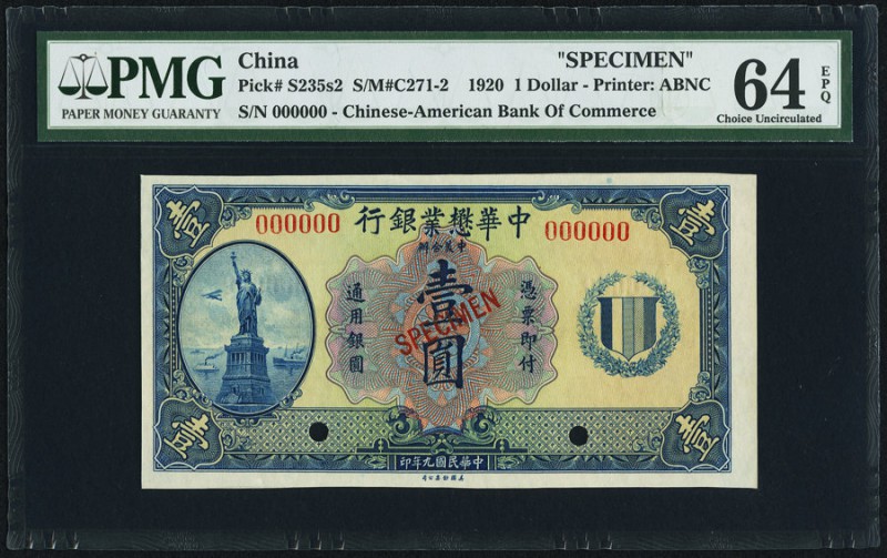 China Chinese American Bank of Commerce 1 Dollar 15.7.1920 Pick S235s2 S/M#C271-...