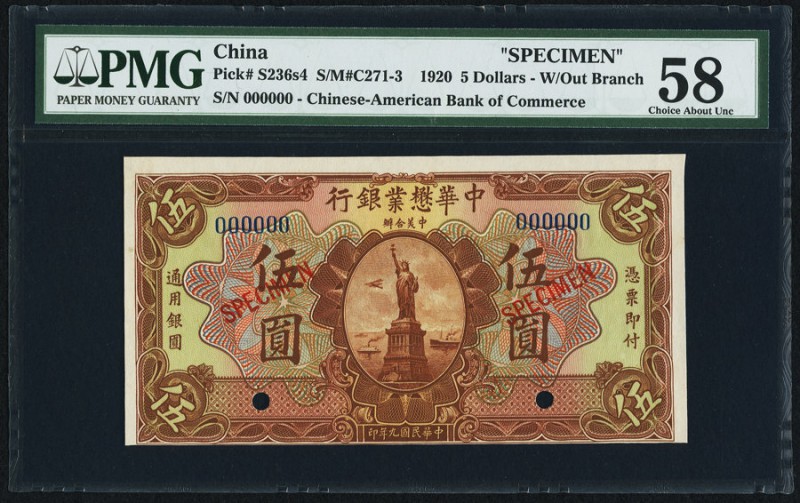 China Chinese American Bank of Commerce 5 Dollars 15.7.1920 Pick S236s4 S/M#C271...