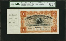 China Chinese Engineering & Mining Company Limited 1 Dollar 1.3.1902 Pick S246 S/M#K1-1 PMG Gem Uncirculated 65 EPQ. A pack-fresh and wonderfully pres...