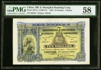 China Hongkong & Shanghai Banking Corporation, Chefoo 10 Dollars 1.9.1922 Pick S317a S/M#Y13 PMG Choice About Unc 58. The rare Chefoo design is featur...