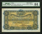 China Hongkong & Shanghai Banking Corporation, Shanghai 5 Dollars 1.3.1914 Pick S352As S/M#Y13-31 Specimen PMG Choice Uncirculated 64. Beautifully ink...