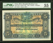 China Hongkong & Shanghai Banking Corporation, Shanghai 5 Dollars 1923 Pick S353 S/M#Y13-40 PMG About Uncirculated 55. All features from the multicolo...