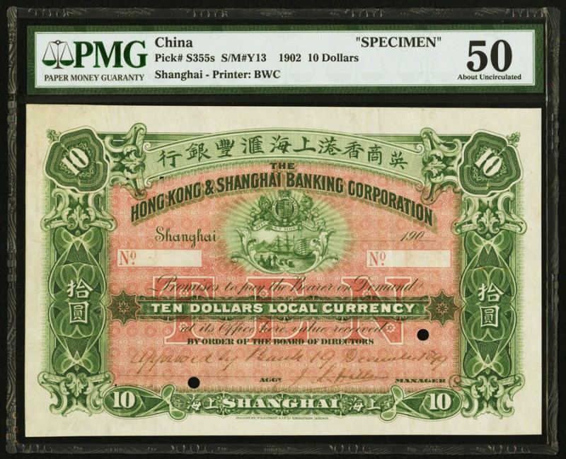 China Hongkong & Shanghai Banking Corporation, Shanghai 10 Dollars 1.1.1902 Pick...