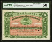 China Hongkong & Shanghai Banking Corporation, Shanghai 10 Dollars 1.1.1902 Pick S355s S/M#Y13 Specimen PMG About Uncirculated 50. Even though this is...