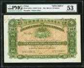 China Hongkong & Shanghai Banking Corporation, Shanghai 10 Dollars 1904-13 Pick S357s S/M#Y13-32 Specimen PMG About Uncirculated 53. A beautiful desig...