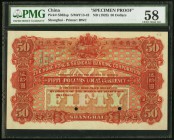 China Hongkong & Shanghai Banking Corporation 50 Dollars ND (1923) Pick S362sp S/M#Y13-42 Specimen Proof PMG Choice About Uncirculated 58. The brillia...