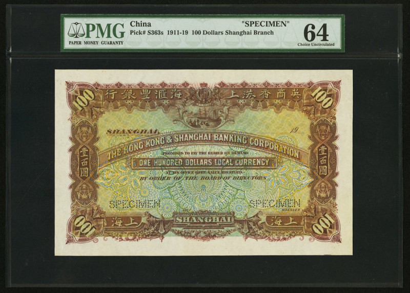 China Hongkong & Shanghai Banking Corporation 100 Dollars ND (1911-19) Pick S363...