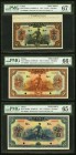 China Industrial & Commercial Bank Limited, Shanghai 1; 5; 10 Dollars 1.1.1923 Pick S383Fs; S383Gs; S383Hs Three Specimens PMG Gem Uncirculated 65 EPQ...