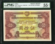 China Banque Industrielle de Chine 50 Dollars ND (c.1914-1920) Pick UNL S/M#C254 Front Proof PMG About Uncirculated 55 Net. A beautifully executed sim...