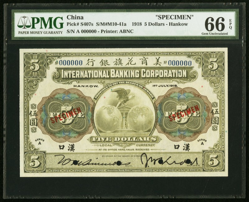 China International Banking Corporation, Hankow 5 Dollars 1.7.1918 Pick S407s S/...