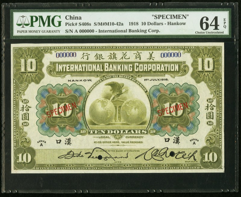 China International Banking Corporation, Hankow 10 Dollars 1.7.1918 Pick S408s S...
