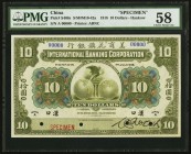 China International Banking Corporation, Hankow 10 Dollars 1.7.1918 Pick S408s S/M#M10-42a Specimen PMG Choice About Unc 58. A beautiful example of th...
