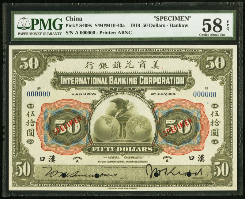 China International Banking Corporation, Hankow 50 Dollars 1.7.1918 Pick S409s S...