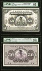 China International Banking Corporation, Peking 50 Dollars 1.1.1917 Pick S416Dp1 & S416Dp2 S/M#M10 Front & Back Uniface Proofs PMG Choice Uncirculated...