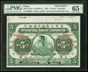 China International Banking Corporation, Shanghai 5 Dollars 1.1.1905 Pick S419s S/M#M10-2 Specimen PMG Gem Uncirculated 65 EPQ. A grandly sized exampl...