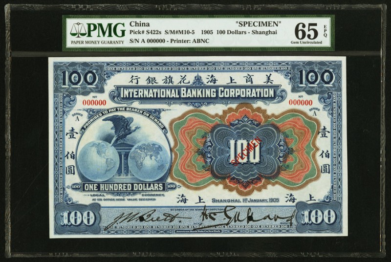 China International Banking Corporation, Shanghai 100 Dollars 1.1.1905 Pick S422...