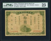 China Yokohama Specie Bank Limited, Hankow 10 Dollars 1.10.1917 Pick S664 S/M#H31-127b PMG Very Fine 25. A rare note in issued form, and eminently col...
