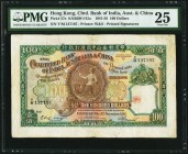 Hong Kong Chartered Bank of India, Australia & China 100 Dollars 8.12.1941 Pick 57c KNB39 PMG Very Fine 25. A desirable and rare design that is widely...