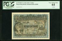 Hong Kong Hongkong & Shanghai Banking Corporation 1 Dollar 1.1.1923 Pick 171 PCGS Very Choice New 64. The earlier 1923 date must be noted on this clas...