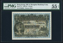 Hong Kong Hongkong & Shanghai Banking Corporation 1 Dollar 1.1.1925 Pick 171 KNB53 PMG About Uncirculated 55 EPQ. Simply beautiful and quite rare in s...