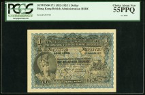 Hong Kong Hongkong & Shanghai Banking Corporation 1 Dollar 1.1.1923 Pick 171 KNB53 PCGS Choice About New 55PPQ. An always pleasing example of this sma...