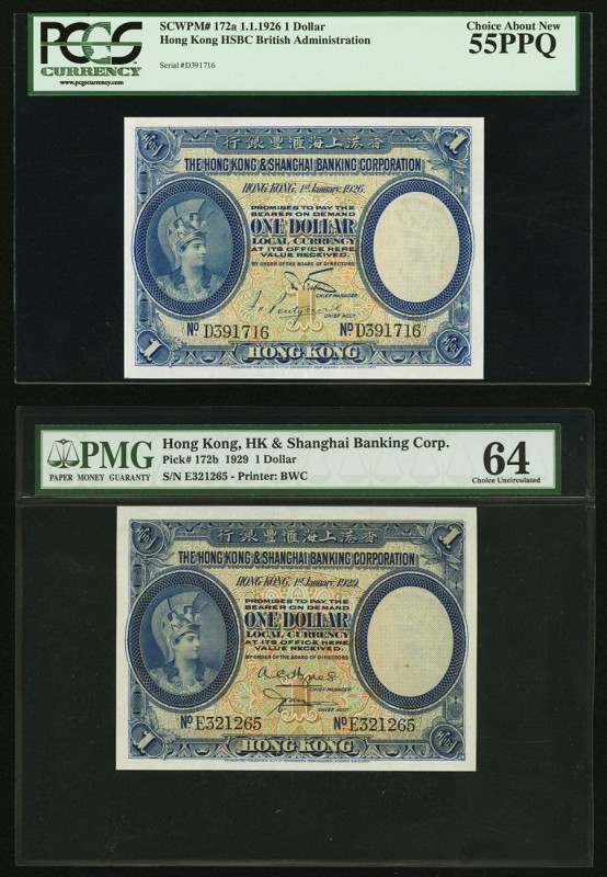 Hong Kong Hongkong & Shanghai Banking Corporation 1 Dollar 1.1.1926 and 1.1.1929...