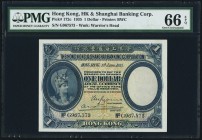 Hong Kong Hongkong & Shanghai Banking Corporation 1 Dollar 1.6.1935 Pick 172c PMG Gem Uncirculated 66 EPQ. Pack-fresh and completely original, this ex...