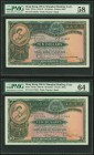 Hong Kong Hongkong & Shanghai Banking Corp. 10 Dollars 1.7.1949 Pick 179Aa PMG Choice About Unc 58; 10 Dollars 20.12.1955 Pick 179Ab PMG Choice Uncirc...