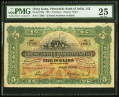 Hong Kong Mercantile Bank of India, Limited 5 Dollars 29.11.1941 Pick 235d PMG Very Fine 25. The sunburst on the face remains brilliant on this grandl...