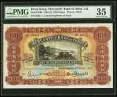 Hong Kong Mercantile Bank of India, Limited 100 Dollars 4.10.1955 Pick 239d PMG Choice Very Fine 35. A grandly sized example with all colors brilliant...