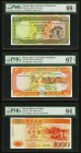 Macau Banco Nacional Ultramarino 1000 Patacas 8.8.1988 Pick 63a PMG Superb Gem Uncirculated 67 EPQ; 500 Patacas 3.9.1990 Pick 69a PMG Gem Uncirculated...