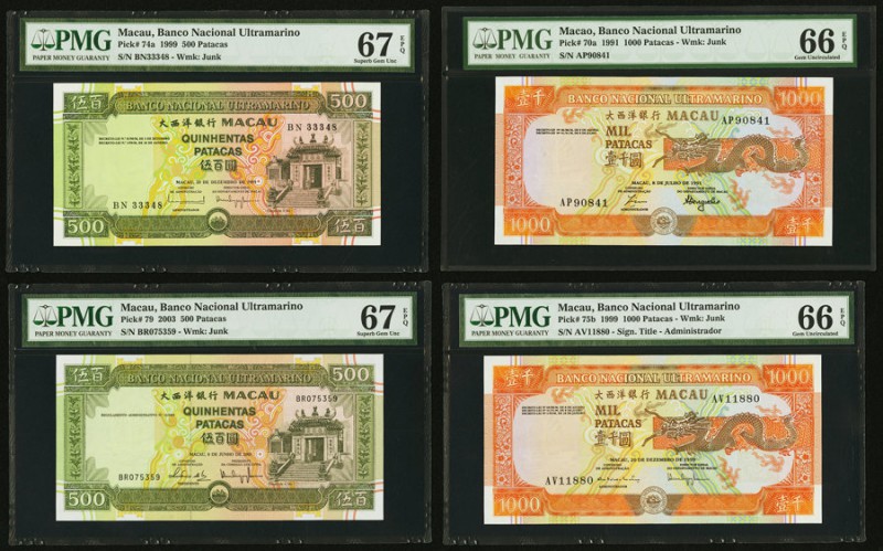 Macau Banco Nacional Ultramarino 1000 Patacas 8.7.1991 Pick 70a PMG Gem Uncircul...