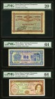 Macau Banco Nacional Ultramarino Group Lot of Six Notes. 1 Pataca 1.1.1912 ND (1940s) Pick 7 PMG Very Fine 20 Net, minor foreign substances and edge s...