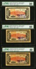 British North Borneo Nissan Estate 5 Dollars ND (1942) Pick Unlisted KNB3 Three Consecutive Examples PMG Very Fine 30; Extremely Fine 40 (2). A groupi...
