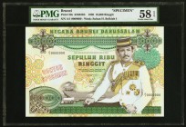 Brunei Negara Brunei Darussalam 10,000 Ringgit 1989 Pick 20s KNB20S Specimen PMG Choice About Unc 58 EPQ. The world's highest denomination as a Specim...