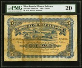 China Imperial Chinese Railways 5 Dollars 2.1.1899 Pick A60 S/M#S13-2 PMG Very Fine 20. The largest denomination issued by the company which, although...