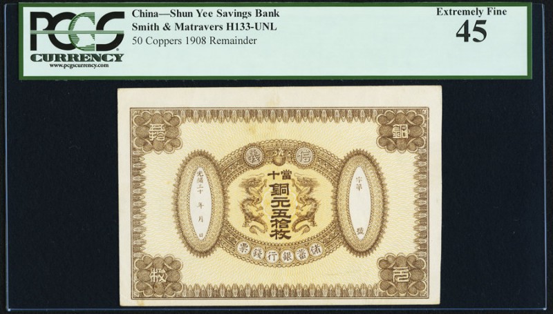 China Shun Yee Savings Bank 50 Coppers 1908 Pick UNL S/M#H133 Remainder PCGS Ext...