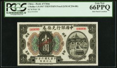 China Bank of China, Tientsin 1 Dollar 1.5.1917 Pick 38p S/M#C294-80 Proof PCGS Gem New 66PPQ. Beautiful and rare, this proof has red overprints and h...