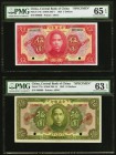 China Central Bank of China 5; 10 Dollars 1923 Pick 174s S/M#C305-7; 177s S/M#C305-14 Two Specimens PMG Choice Uncirculated 63 EPQ; Gem Uncirculated 6...