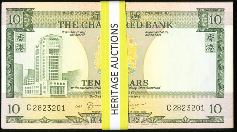 Hong Kong Chartered Bank 10 Dollars ND (1.6.1975) Pick 74b KNB49 Pack of 100 Ver...