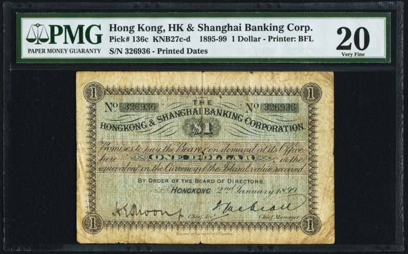 Hong Kong Hongkong & Shanghai Banking Corporation 1 Dollar 2.1.1899 Pick 136c KN...