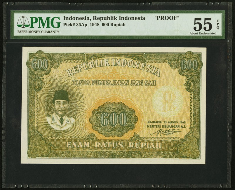 Indonesia Republik Indonesia 600 Rupiah 23.8.1948 Pick 35Ap Proof / Remainder PM...