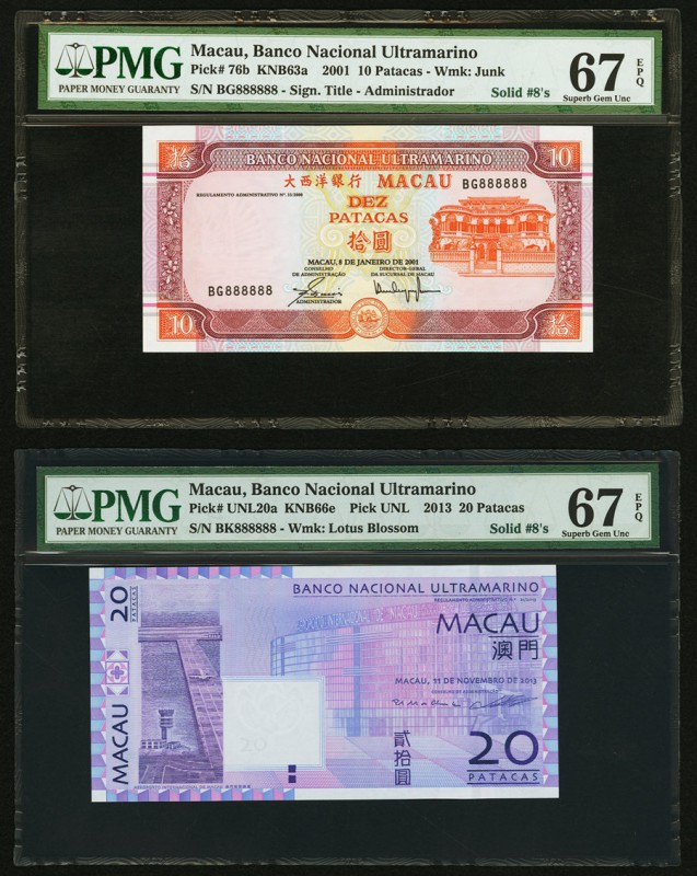 Macau Banco Nacional Ultramarino 10; 20; 100; 500; 1000 Patacas 2001-2013 Pick 7...