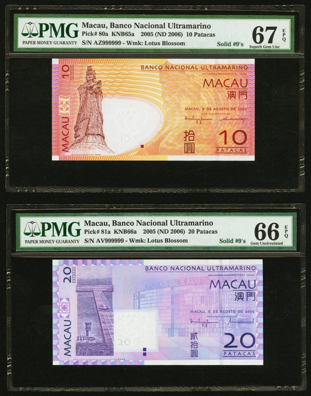 Solid 9s Denomination Set Macau Banco Nacional Ultramarino 10; 20; 100; 500; 100...